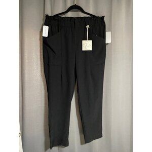 NWT black paperbag waist casual Pants 8